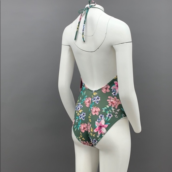 4/$25 Floral V-Neck Low Back One Piece Swimsuit - Picture 4 of 8